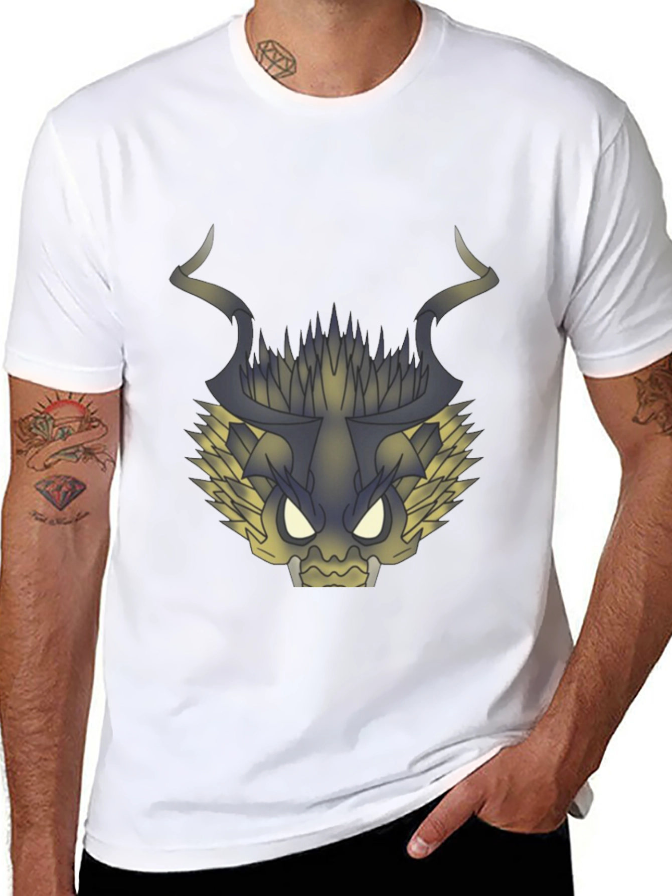 Graphic Dragon Tee - Black Cotton T-Shirt