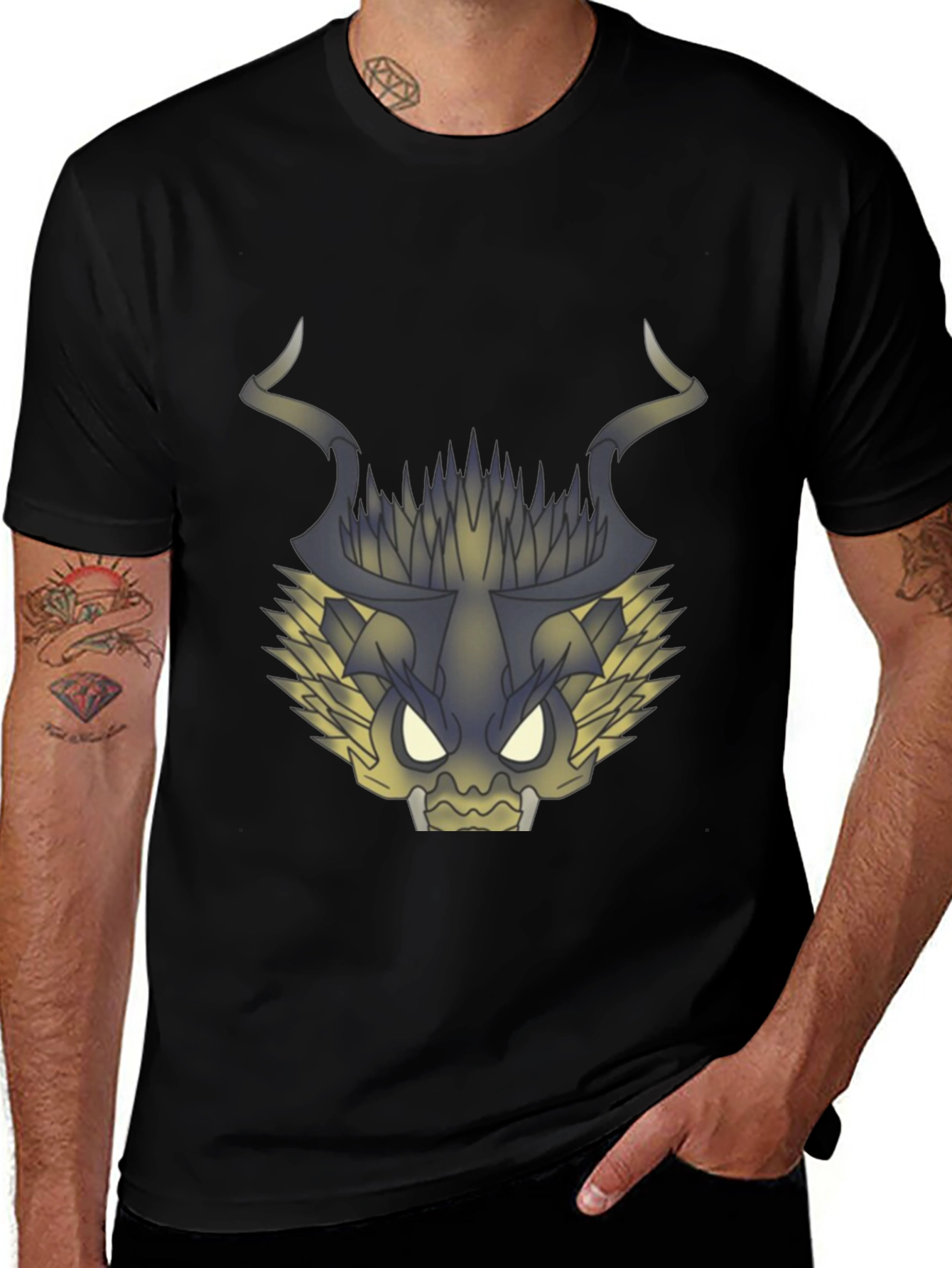 Graphic Dragon Tee - Black Cotton T-Shirt