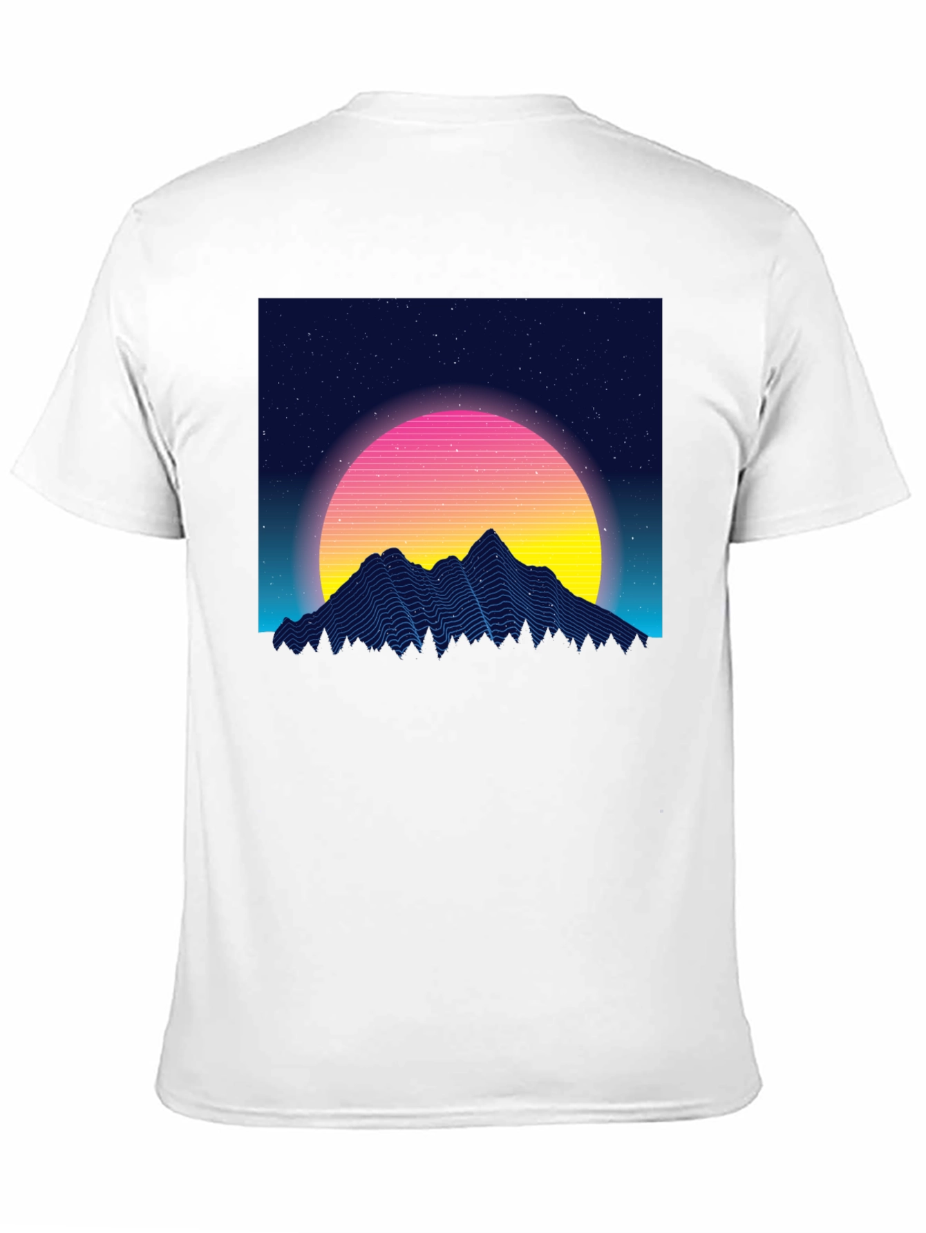 Retro Sunset Mountain Black T-Shirt