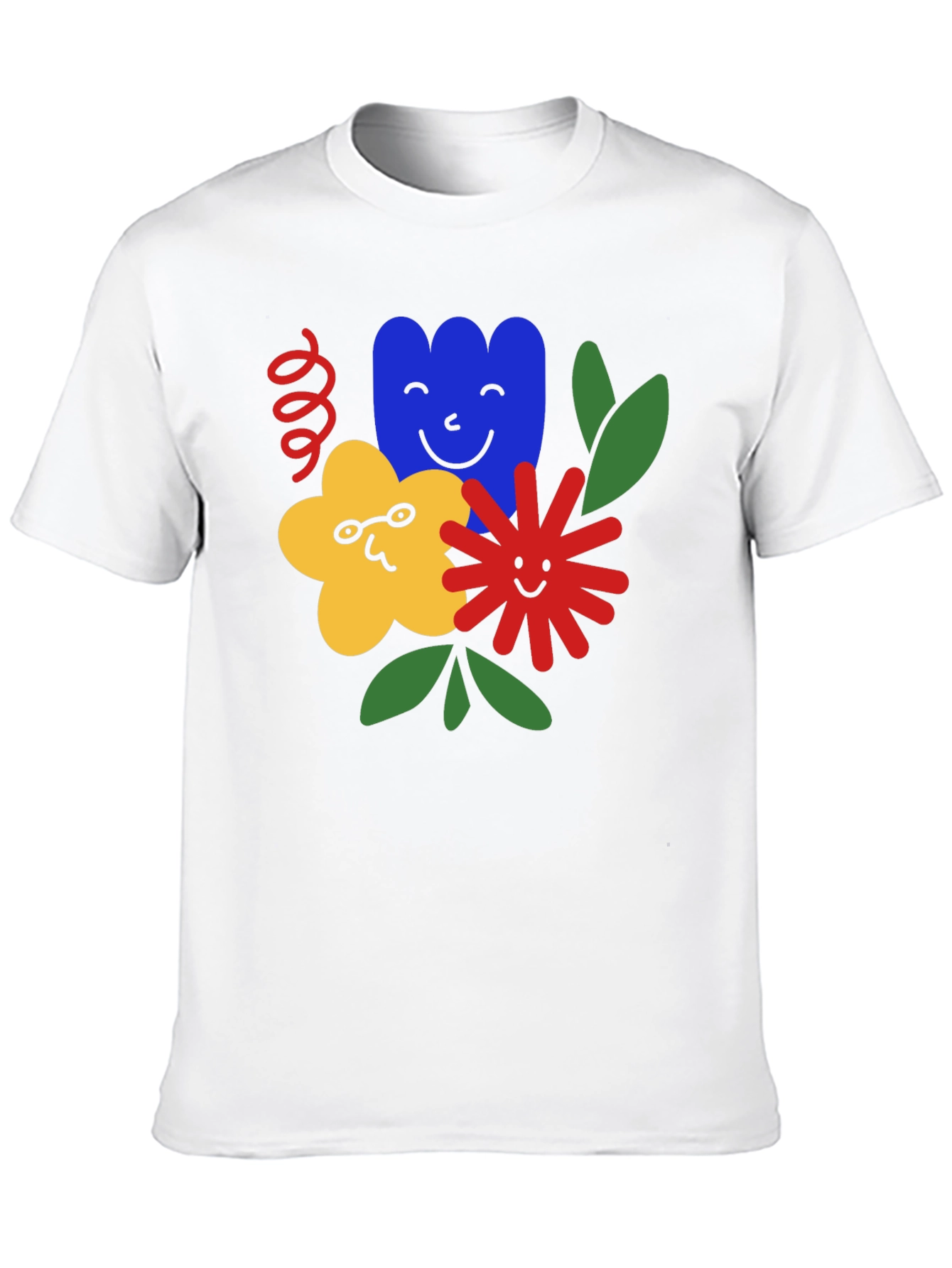 Funky Floral Graphic Tee - Black Cotton T-Shirt