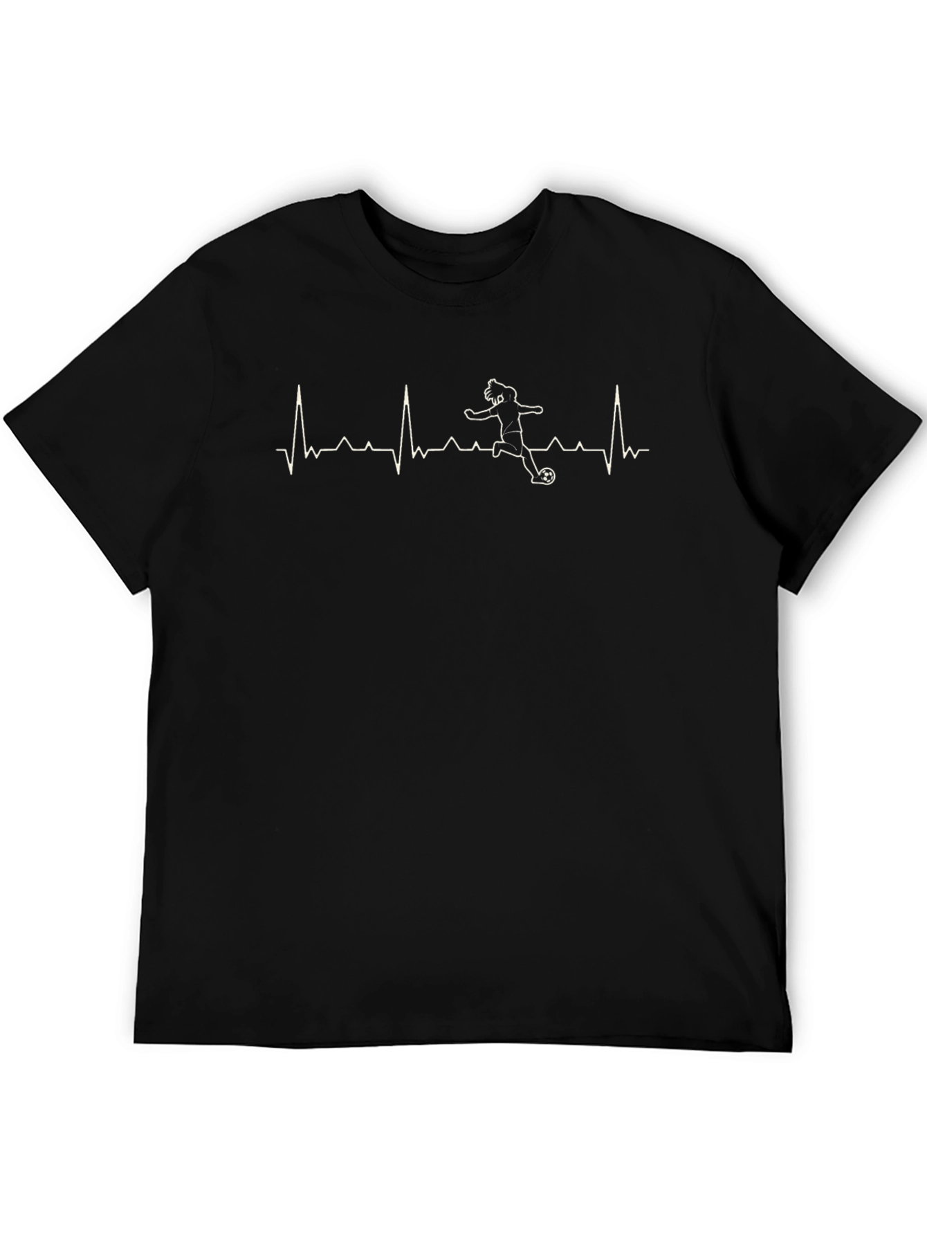 Soccer Heartbeat T-Shirt - Black Graphic Tee