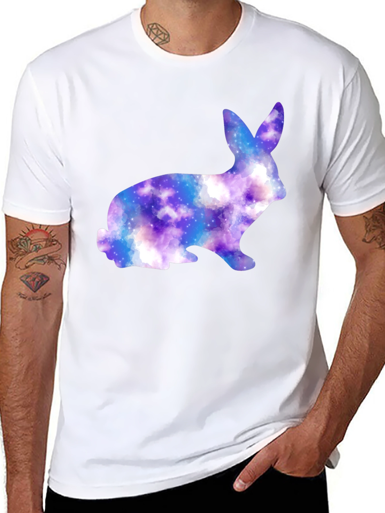 Galaxy Bunny Graphic Black T-Shirt