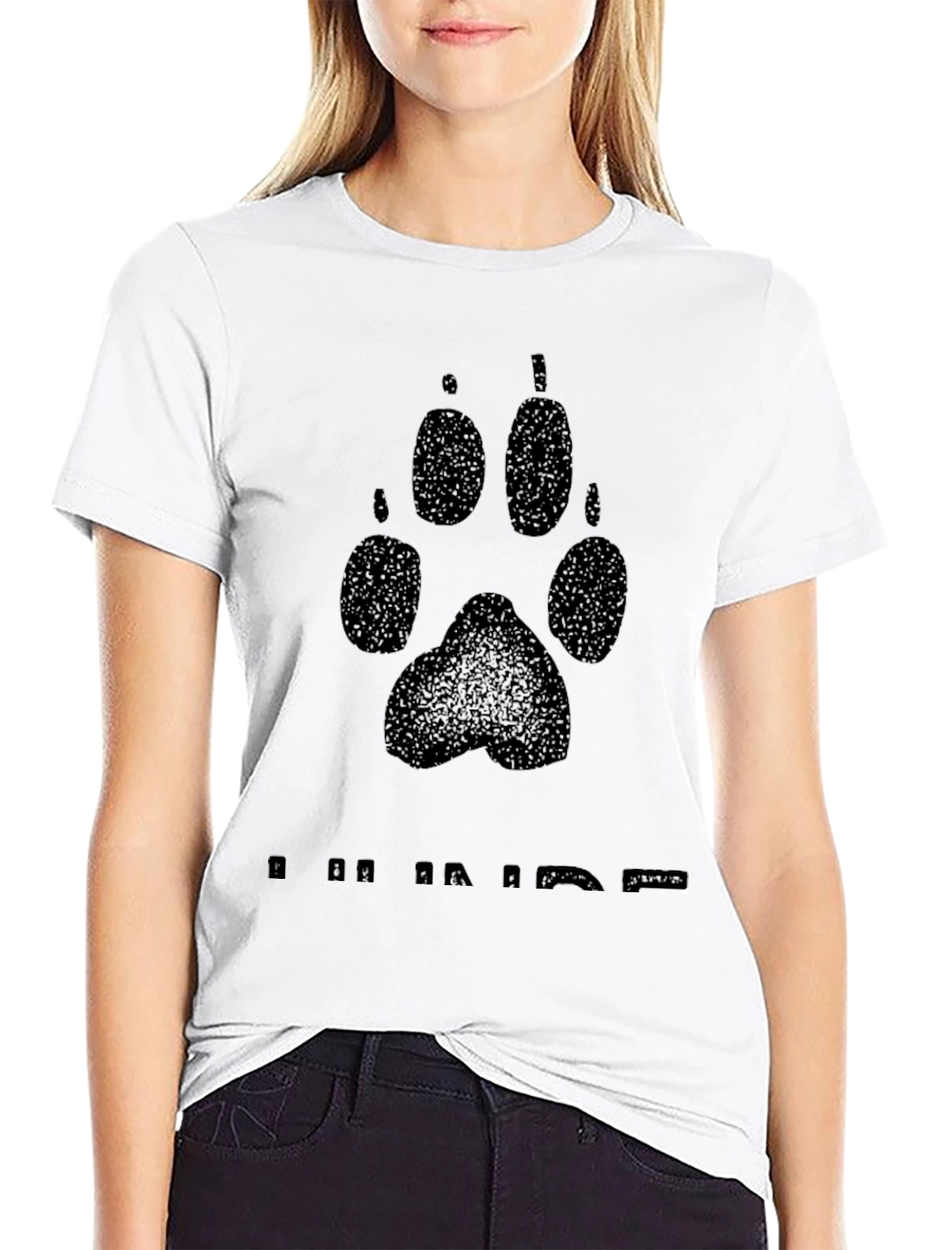 Black Wolf Paw Print Graphic Tee