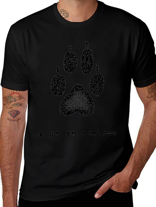 Black Wolf Paw Print Graphic Tee