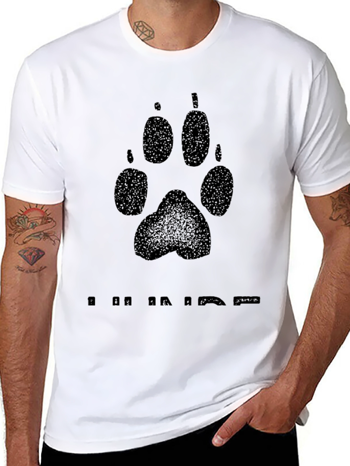 Black Wolf Paw Print Graphic Tee