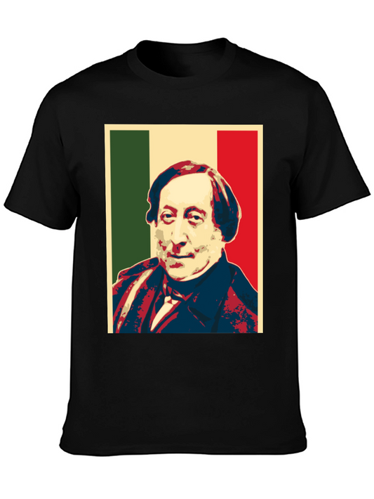 Italian Flag Portrait Graphic Tee - Black Cotton Blend
