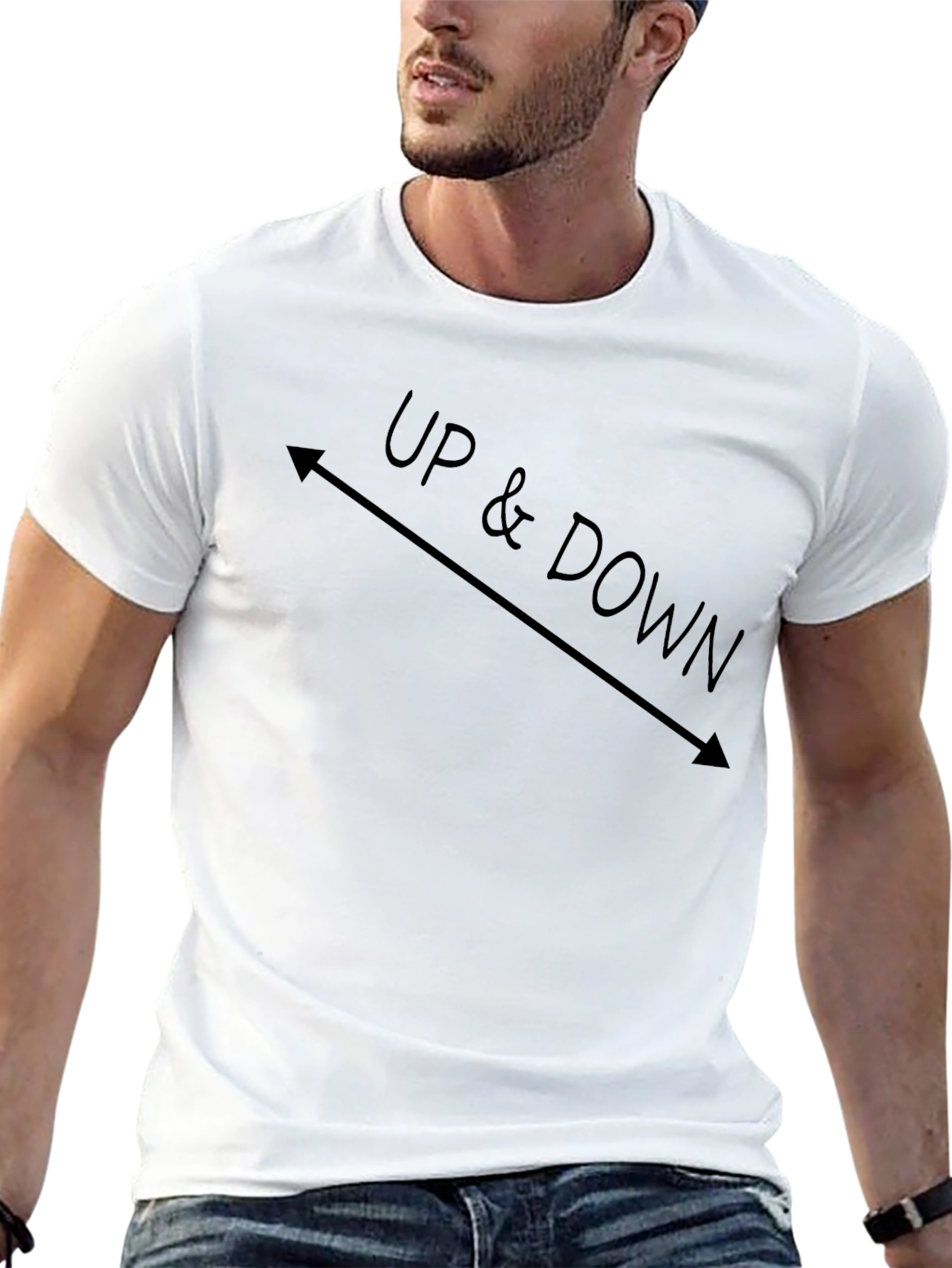 Up & Down Graphic Tee - Black Crew Neck