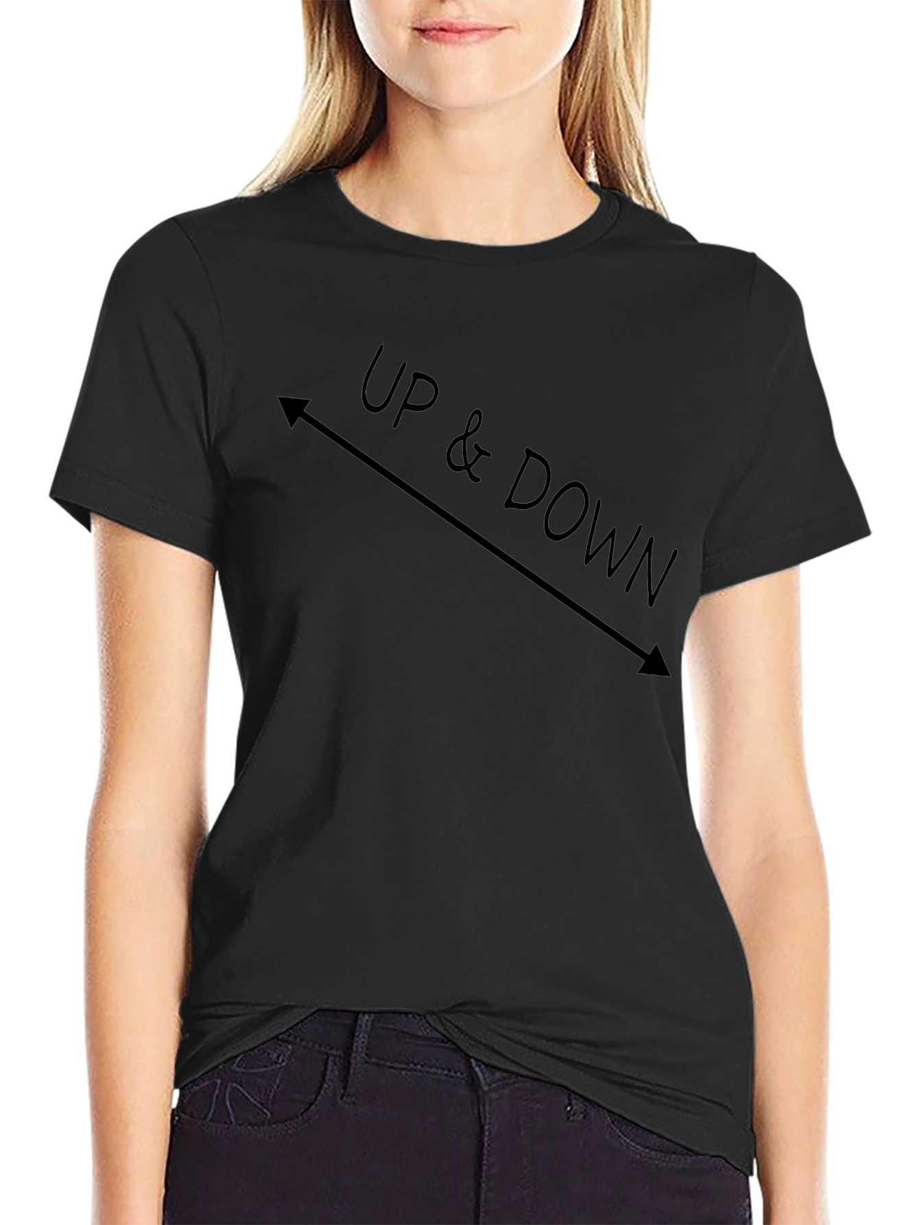 Up & Down Graphic Tee - Black Crew Neck