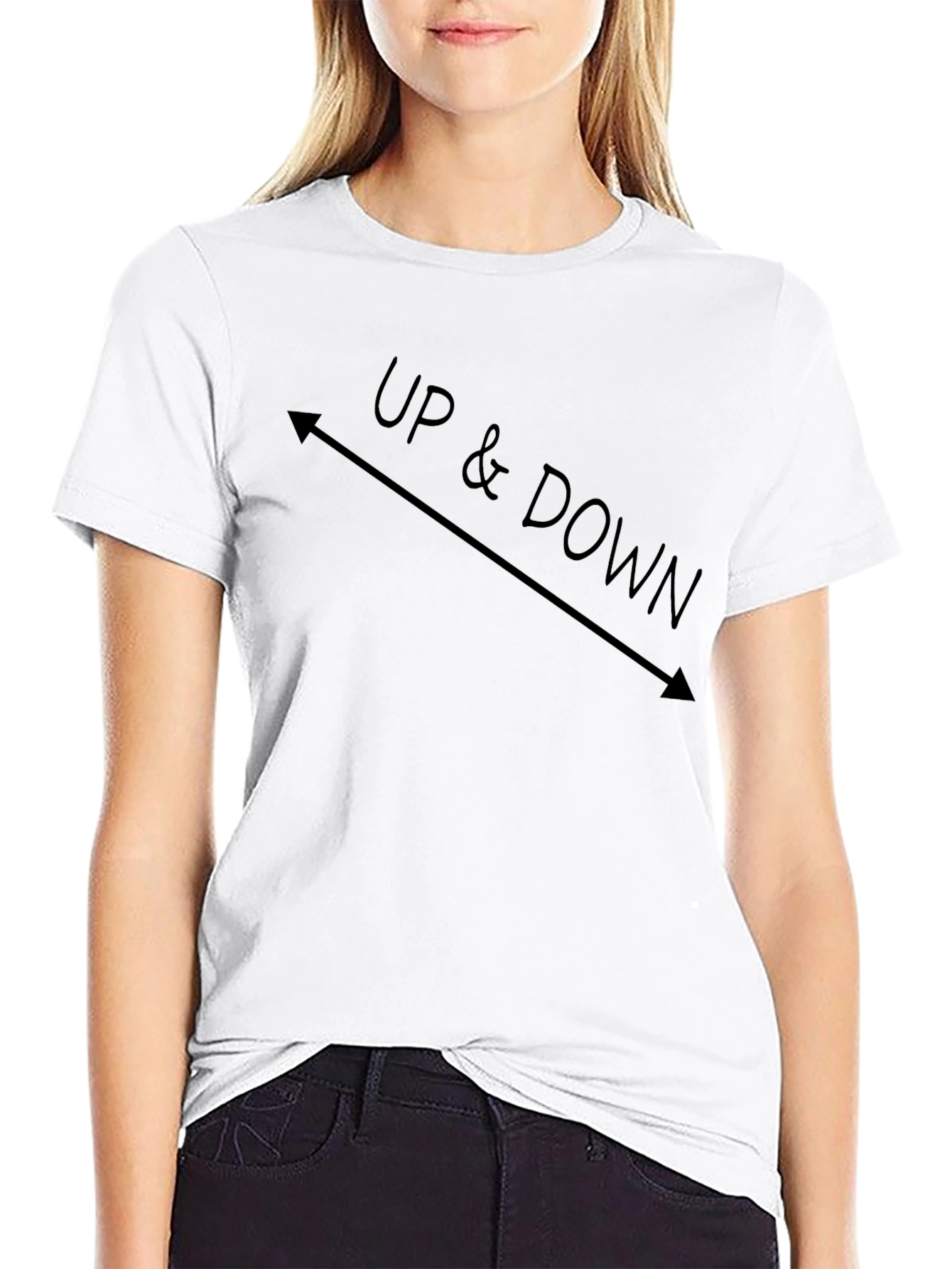 Up & Down Graphic Tee - Black Crew Neck