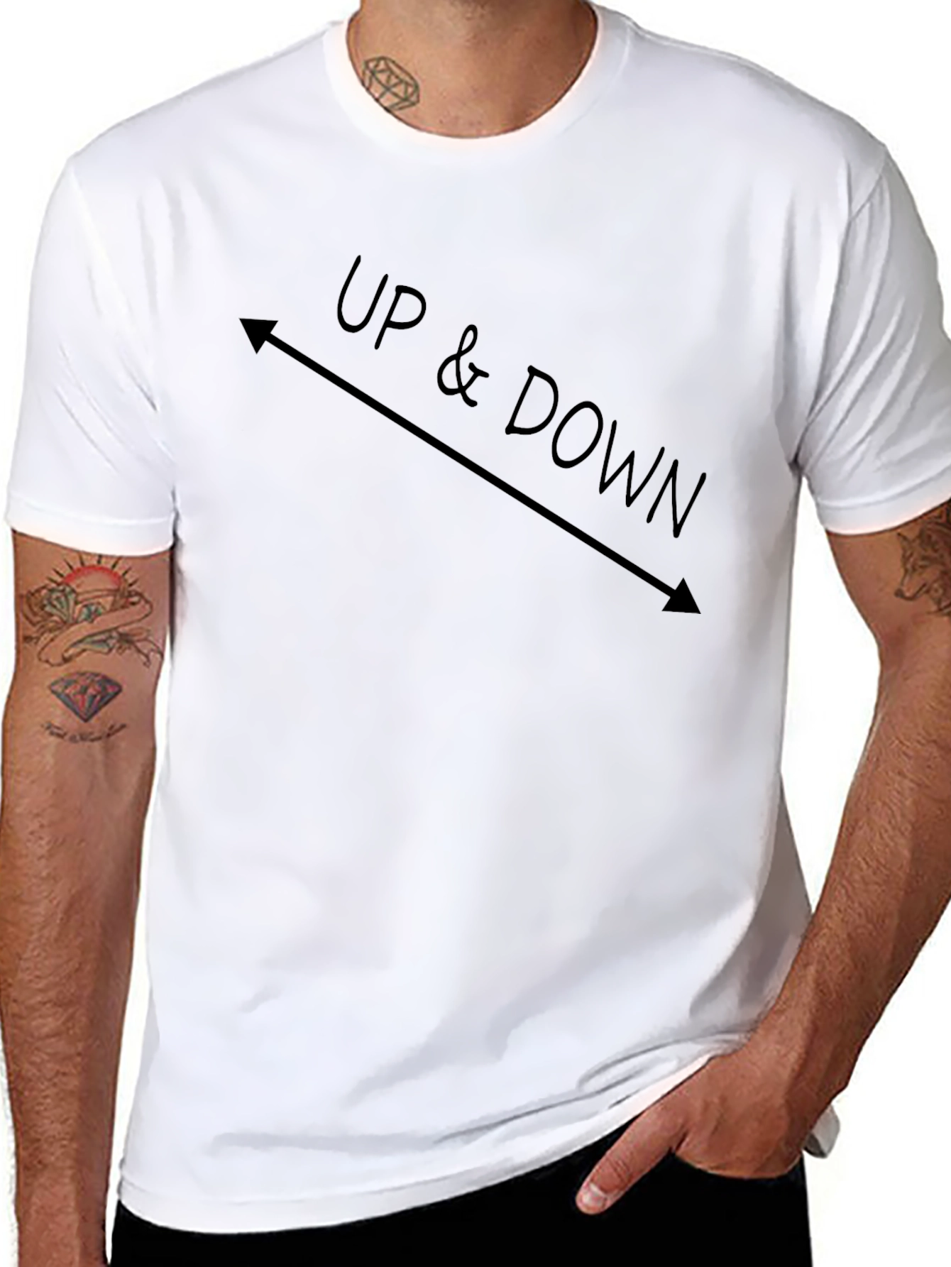 Up & Down Graphic Tee - Black Crew Neck