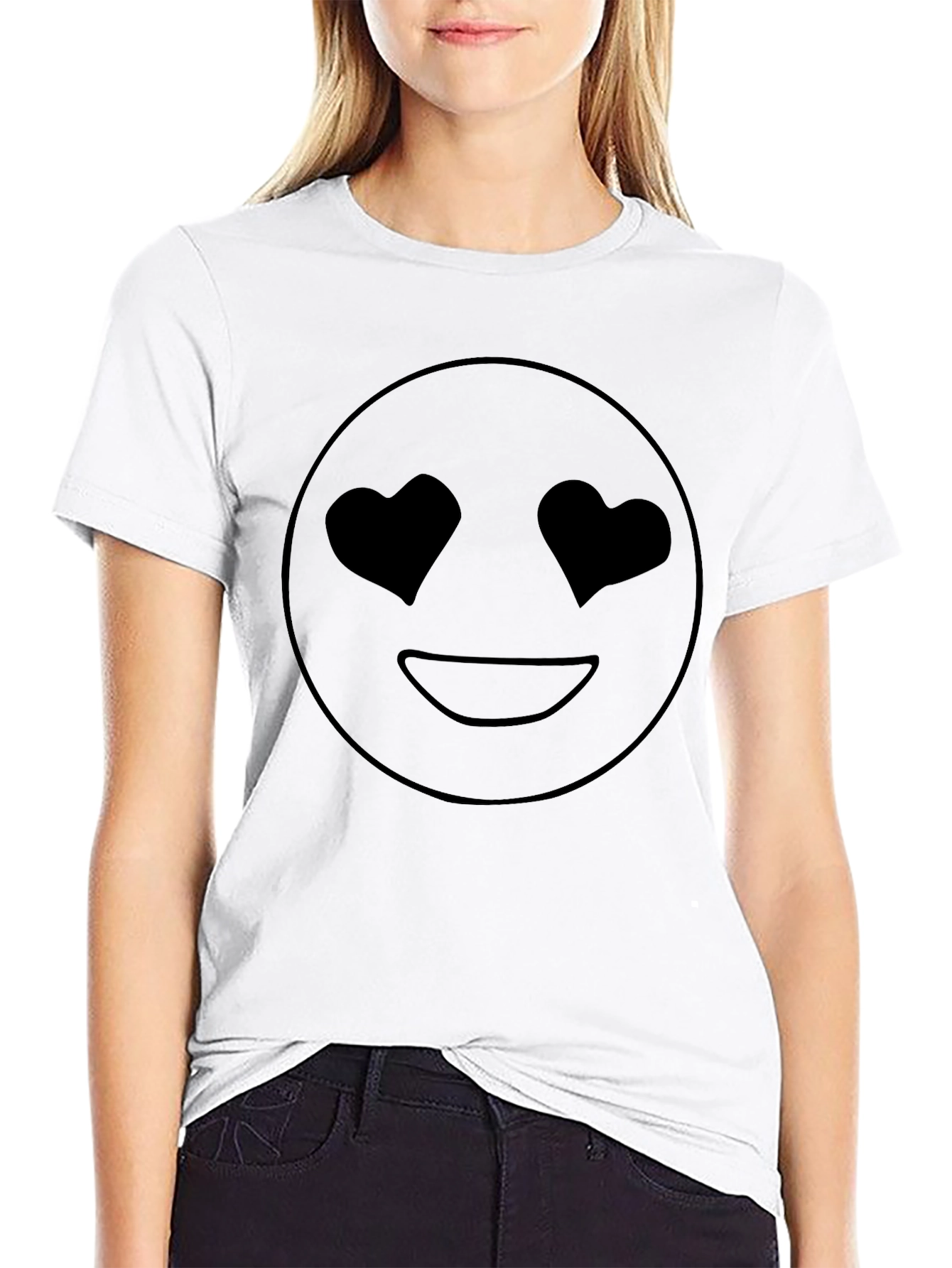 Love Eyes Emoji Black T-Shirt