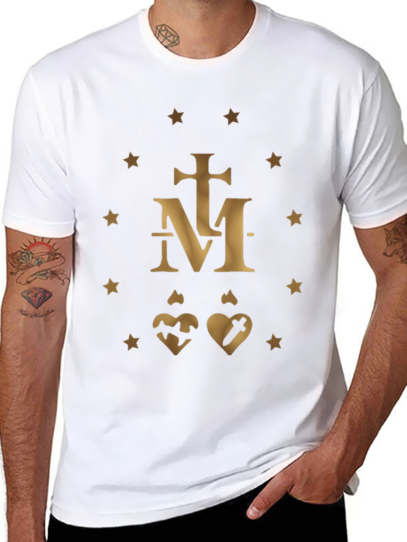 Religious Symbol Graphic Print Black T-Shirt