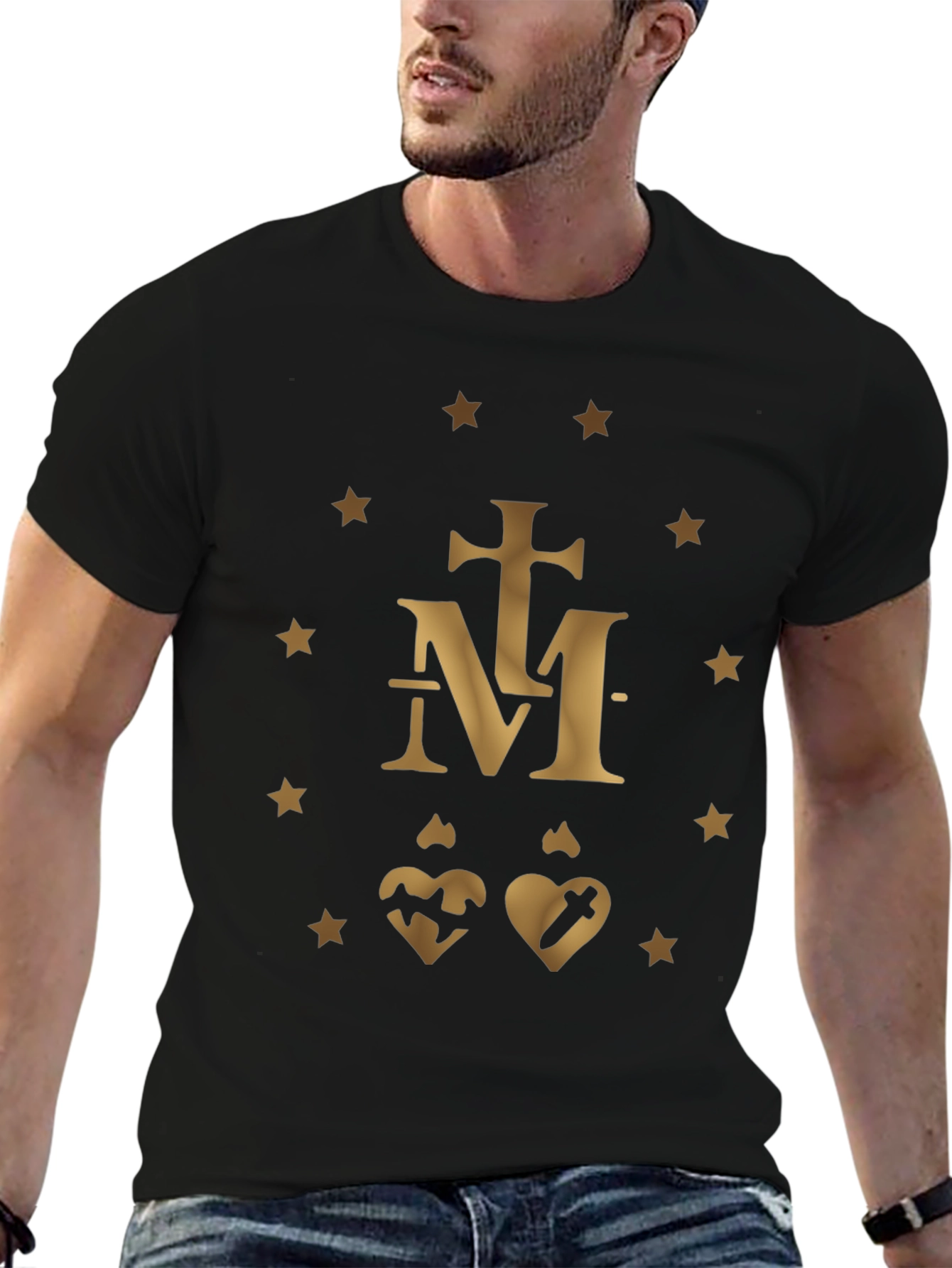 Religious Symbol Graphic Print Black T-Shirt