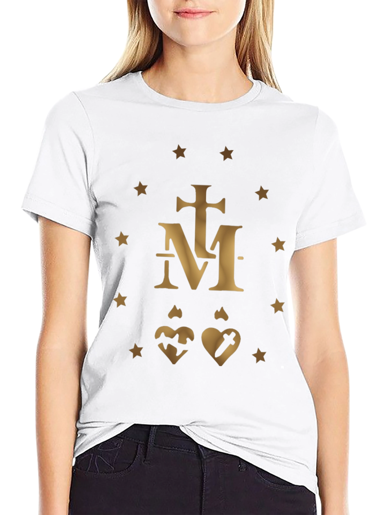 Religious Symbol Graphic Print Black T-Shirt