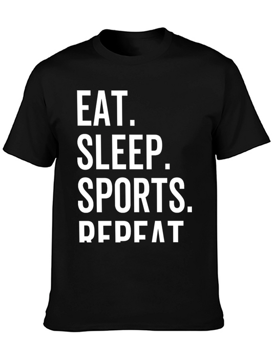 Eat Sleep Sports Repeat Black Graphic Tee
