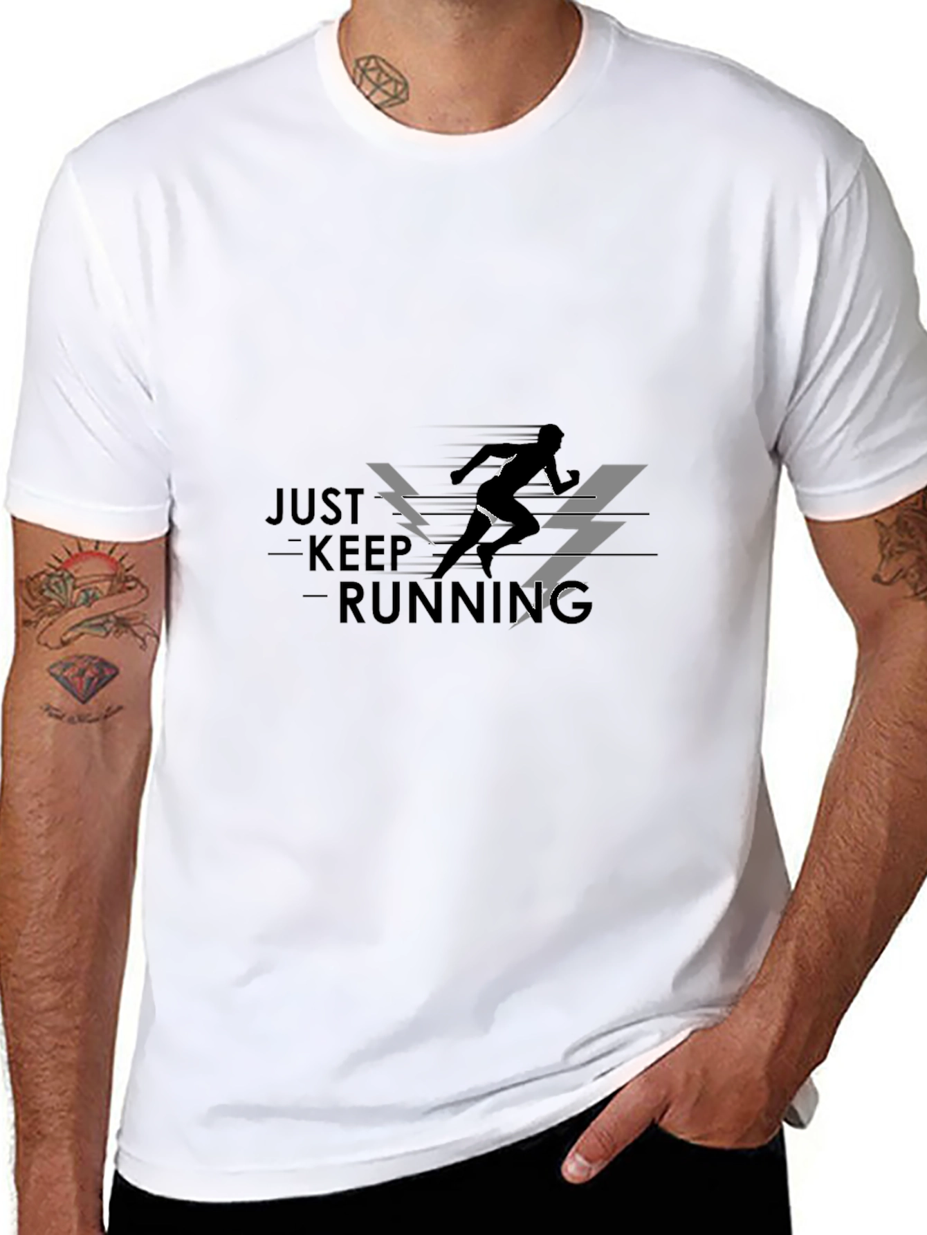Just Keep Running Graphic Tee - Black