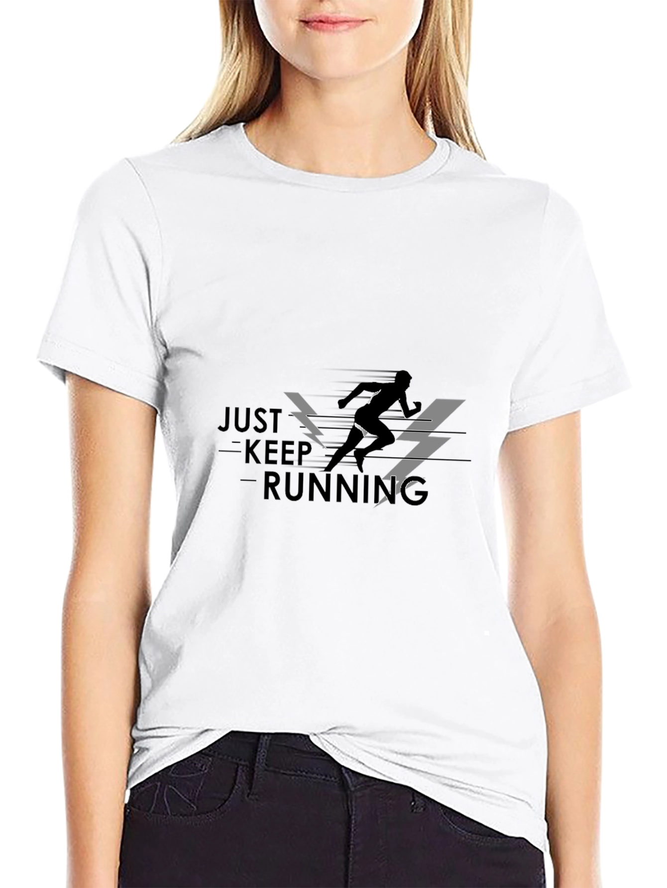 Just Keep Running Graphic Tee - Black