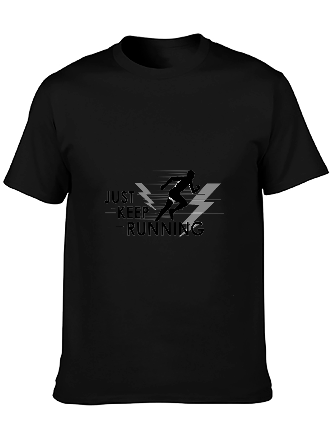 Just Keep Running Graphic Tee - Black