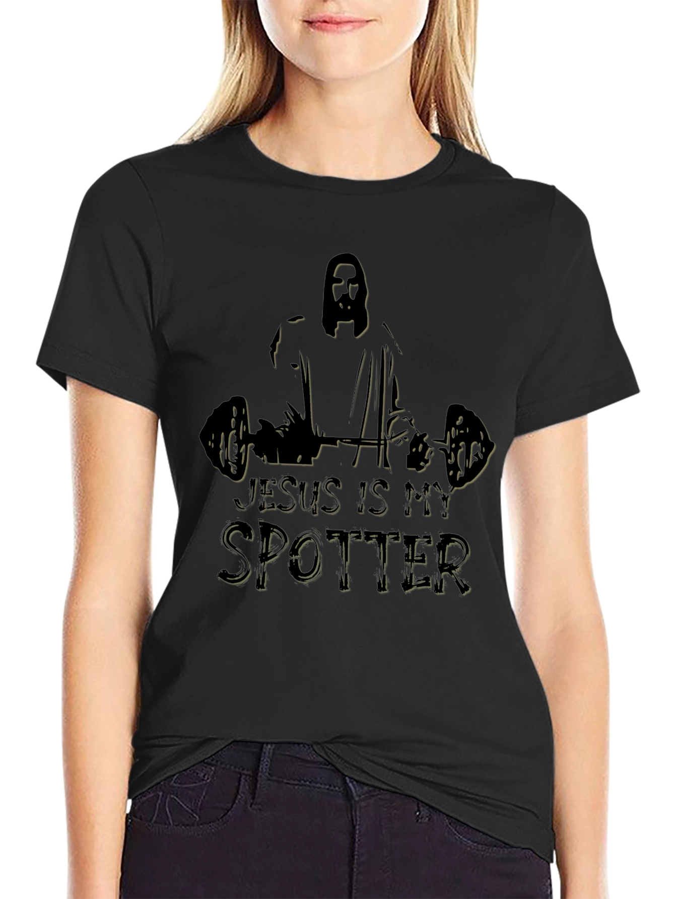 Jesus is My Spotter Black Graphic Tee