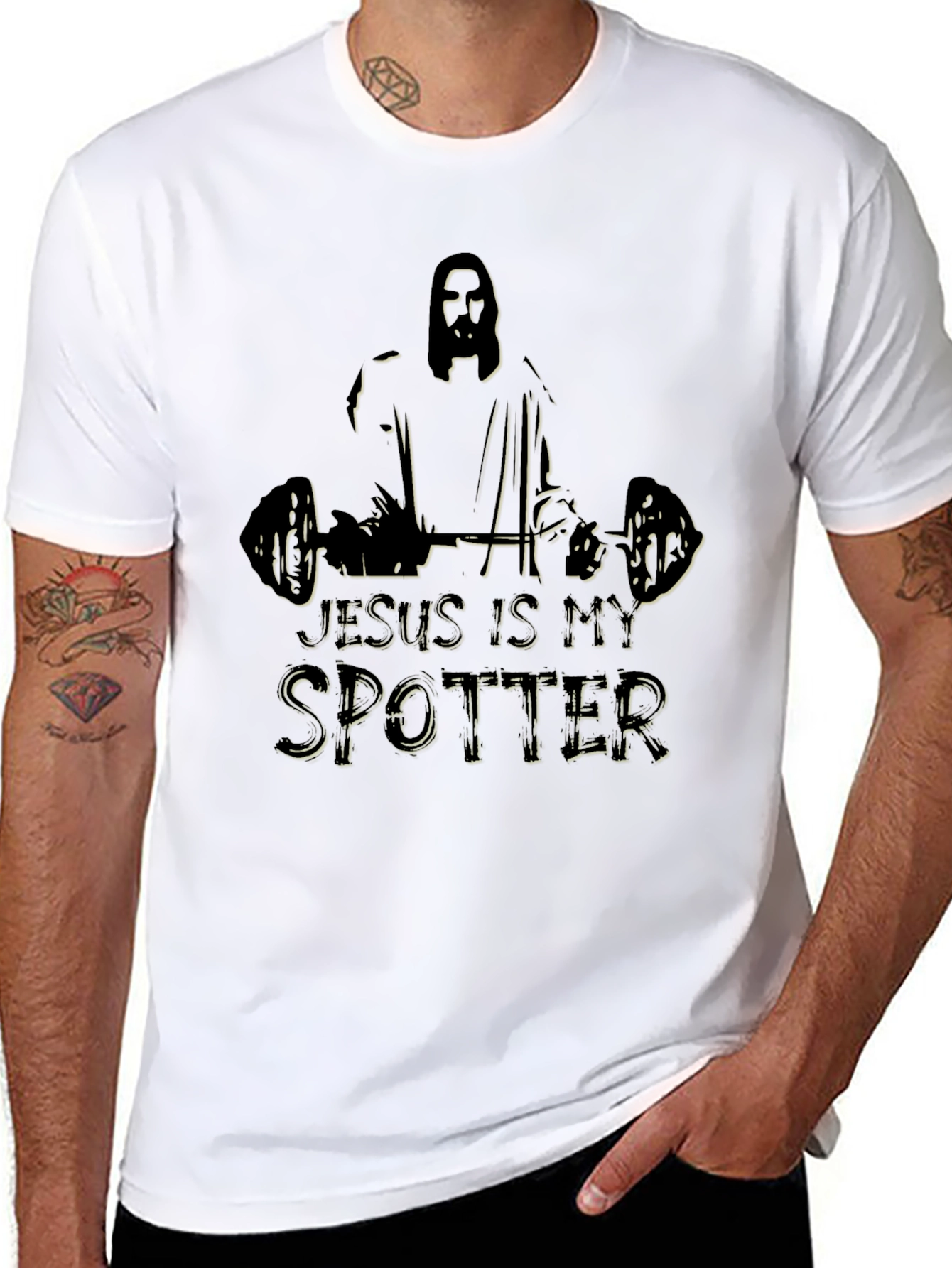 Jesus is My Spotter Black Graphic Tee