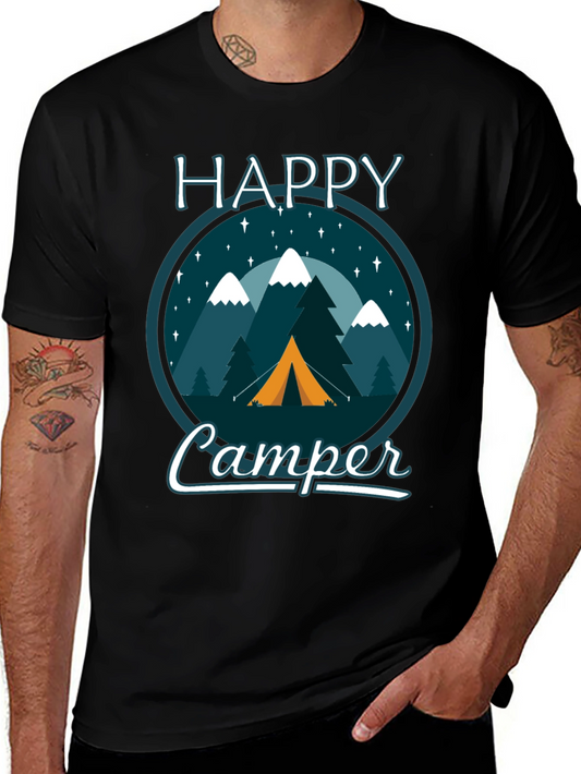 Happy Camper Graphic Tee - Outdoor Adventure Shirt