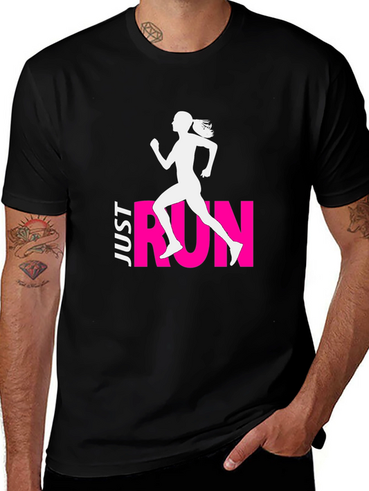 Just Run Black Graphic Tee