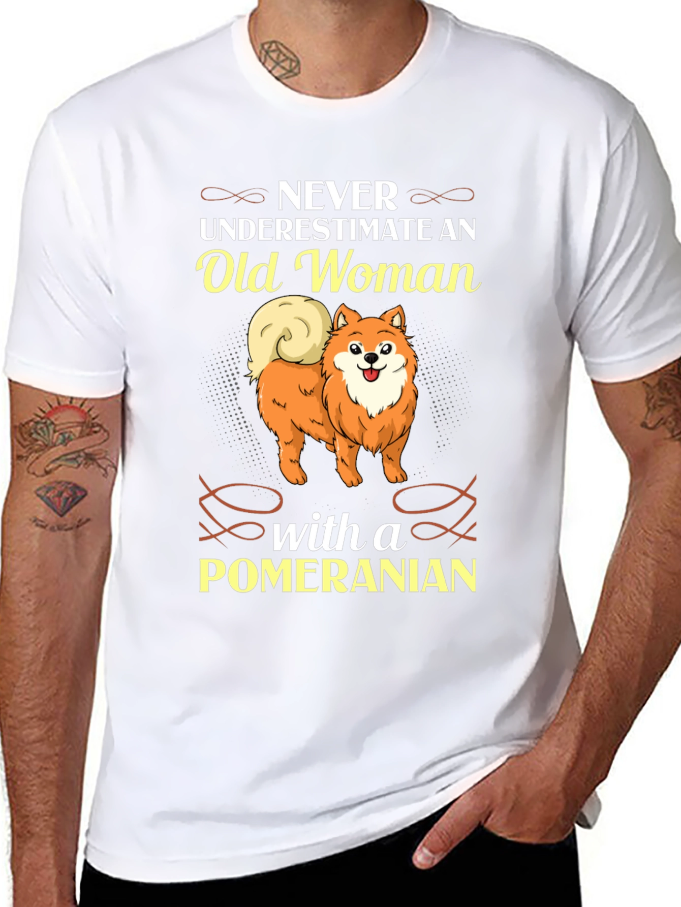 Never Underestimate Old Woman with Pomeranian Black T-Shirt