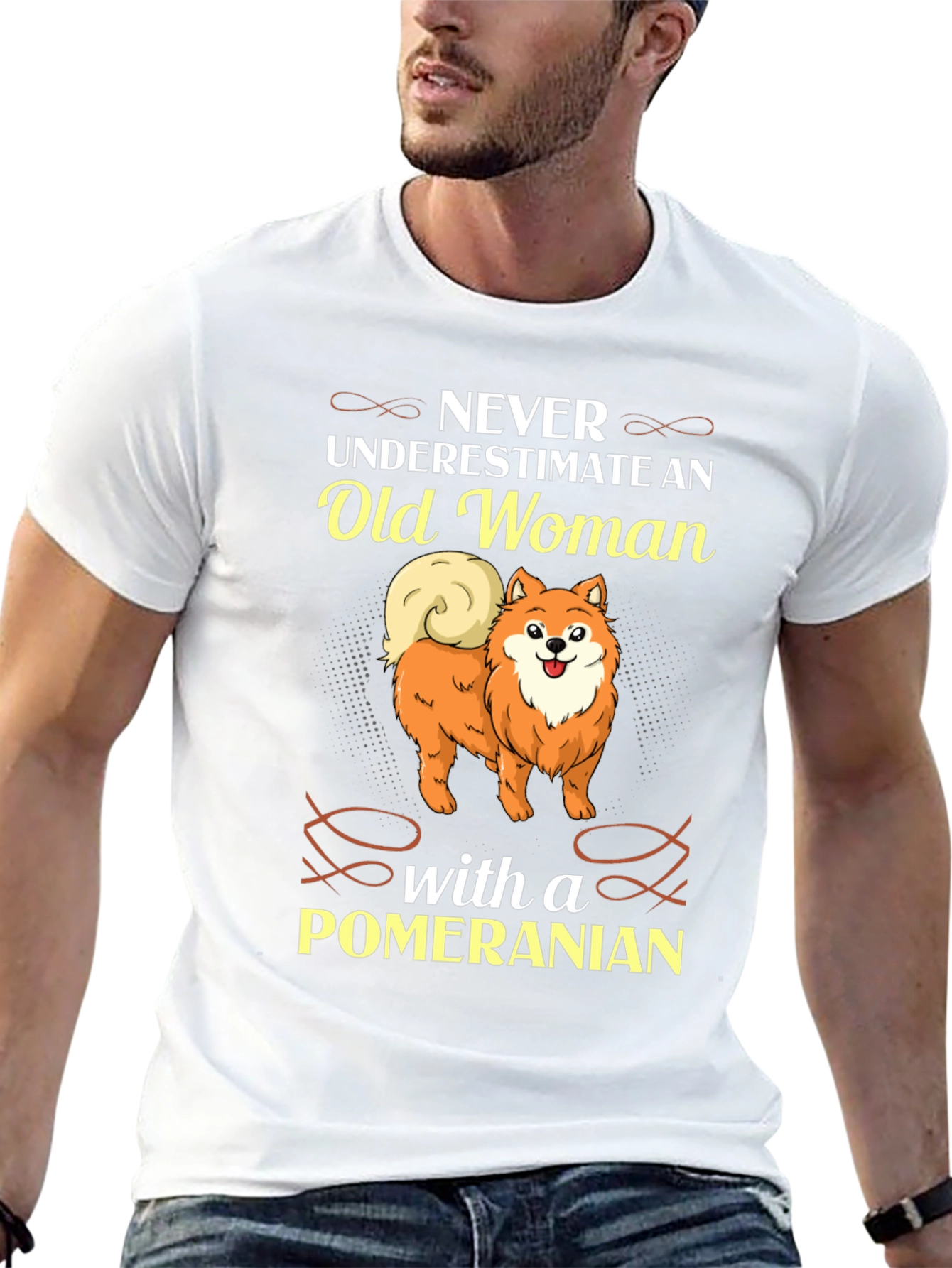 Never Underestimate Old Woman with Pomeranian Black T-Shirt