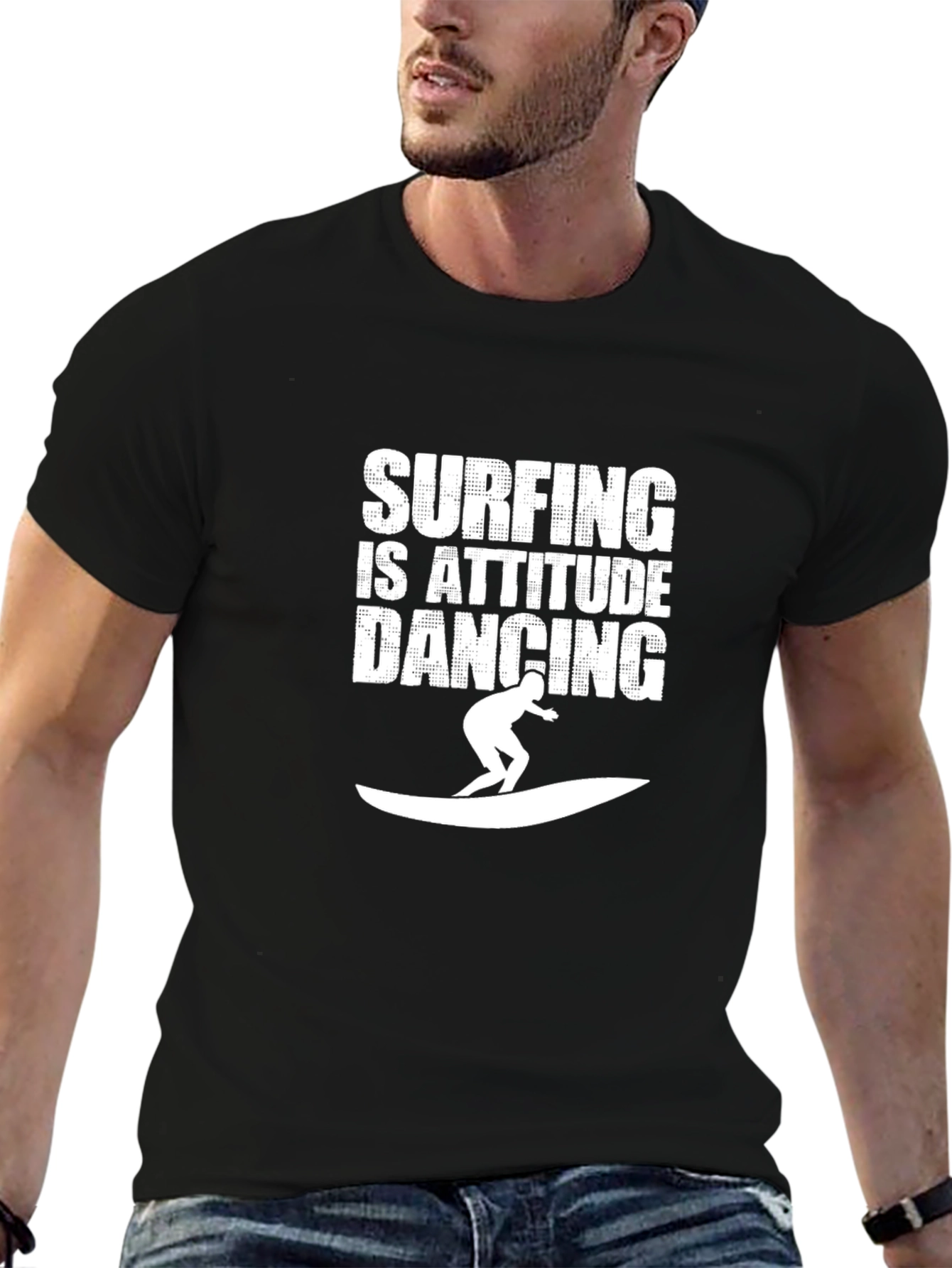Surfing Attitude Dancing Black Graphic Tee