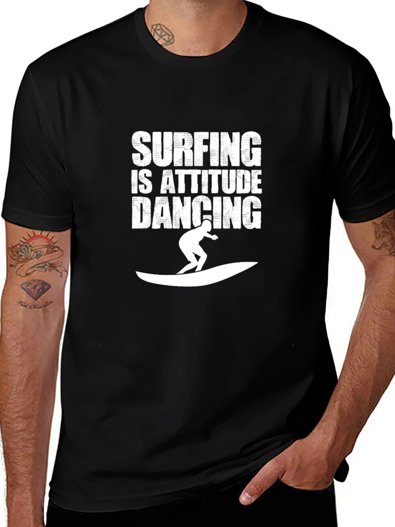 Surfing Attitude Dancing Black Graphic Tee
