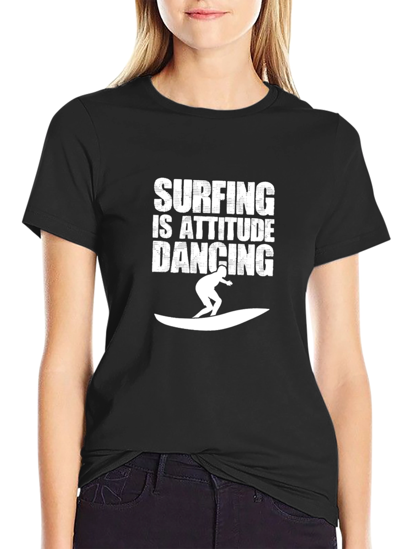 Surfing Attitude Dancing Black Graphic Tee
