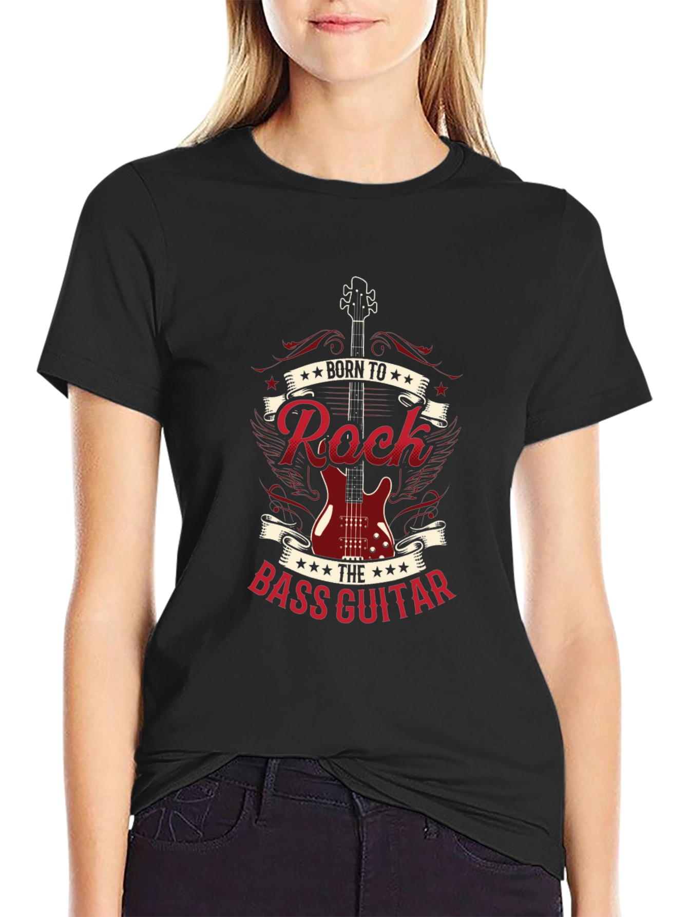 Born to Rock Bass Guitar Black T-Shirt
