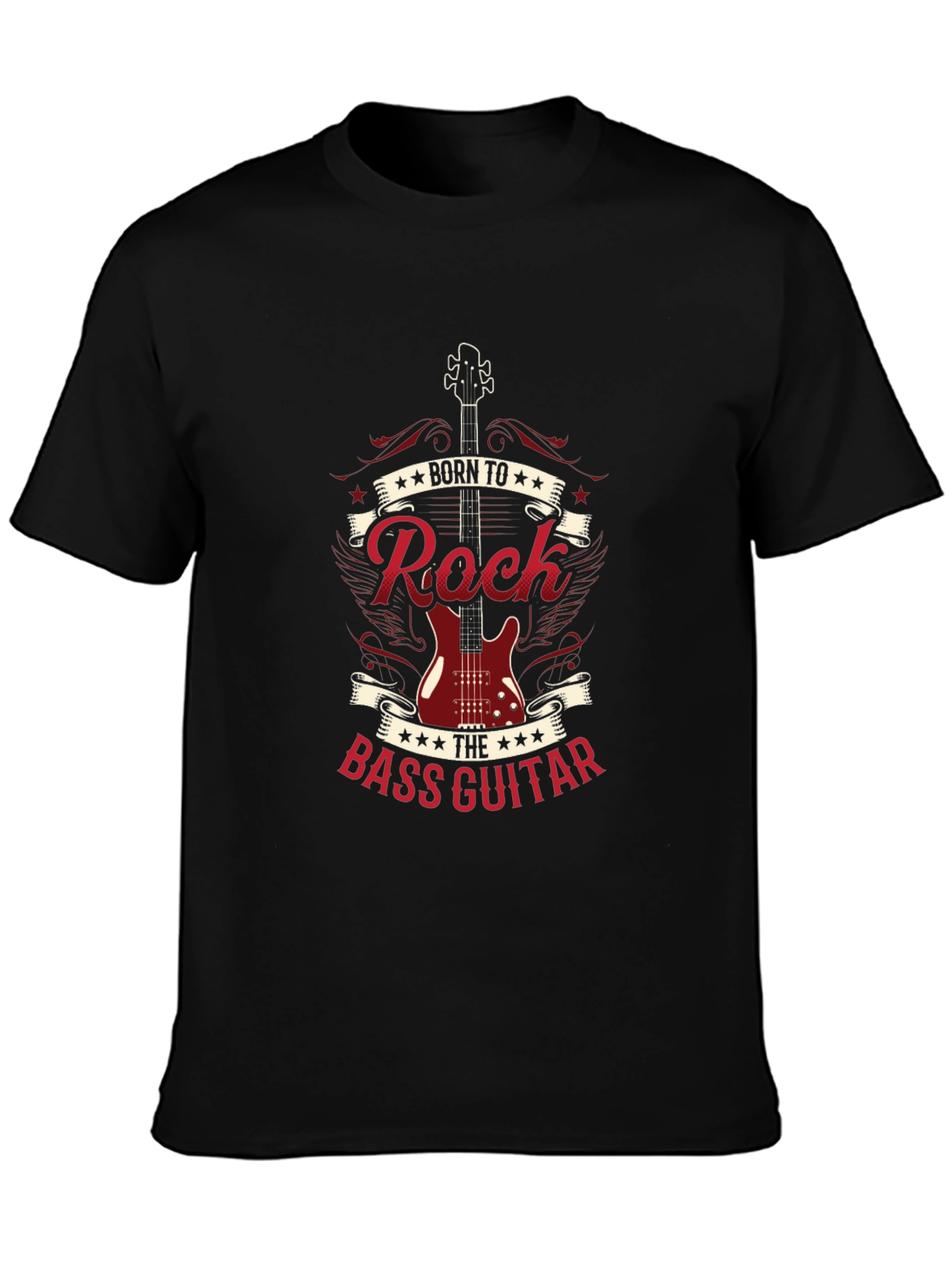 Born to Rock Bass Guitar Black T-Shirt