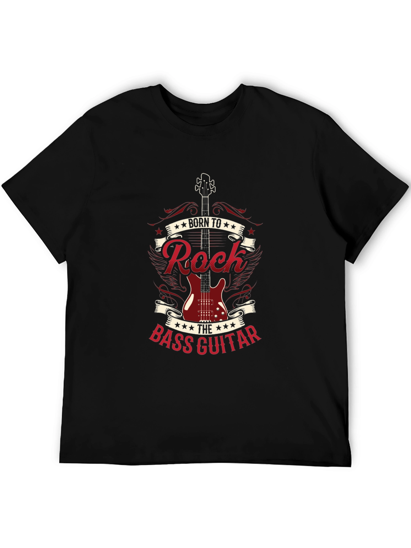 Born to Rock Bass Guitar Black T-Shirt