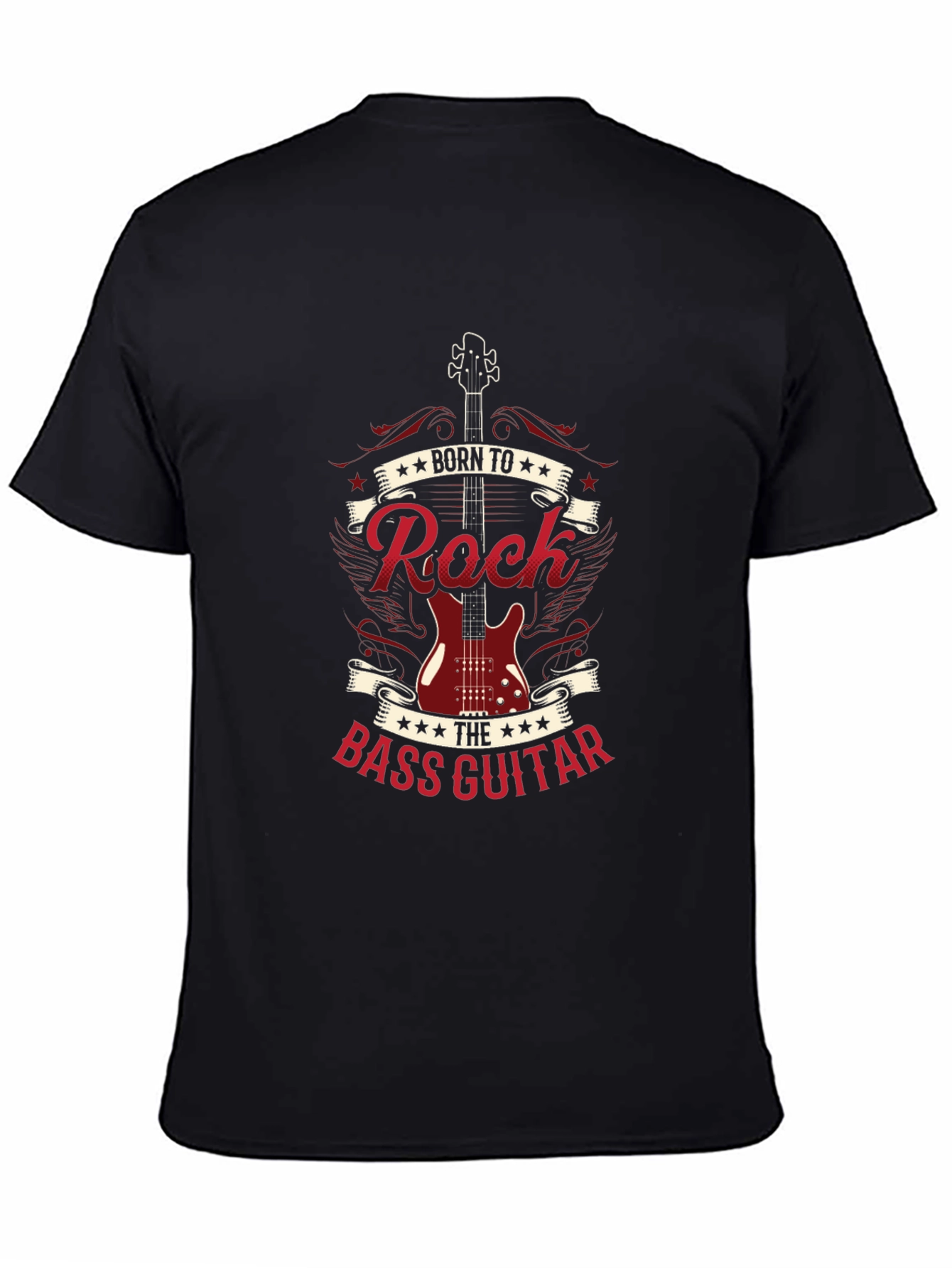 Born to Rock Bass Guitar Black T-Shirt
