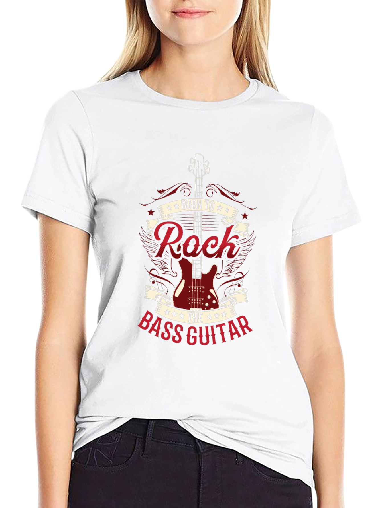 Born to Rock Bass Guitar Black T-Shirt