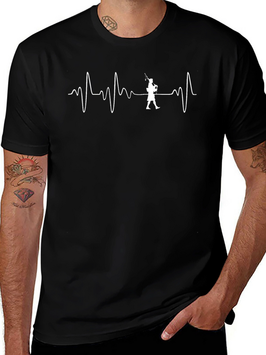 Fisherman Heartbeat T-Shirt - Black