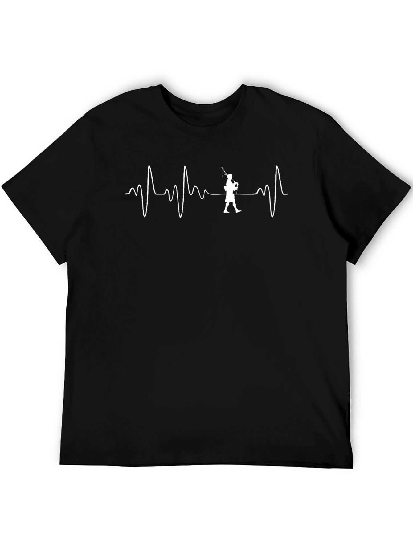 Fisherman Heartbeat T-Shirt - Black