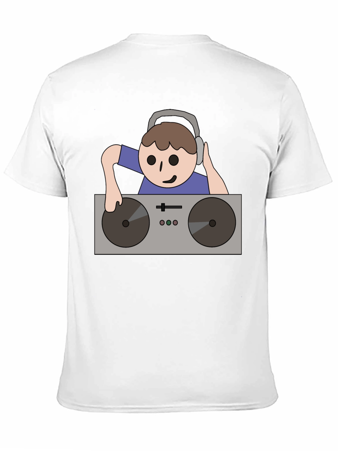 DJ Turntable Cartoon Graphic Tee - Black