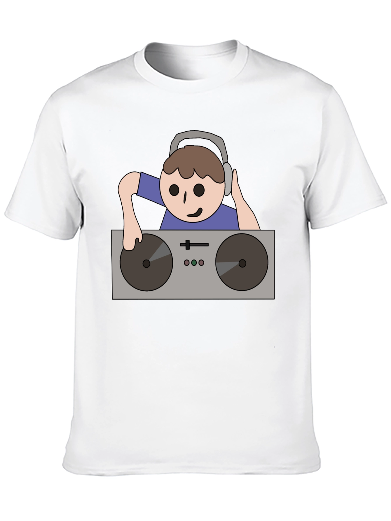 DJ Turntable Cartoon Graphic Tee - Black