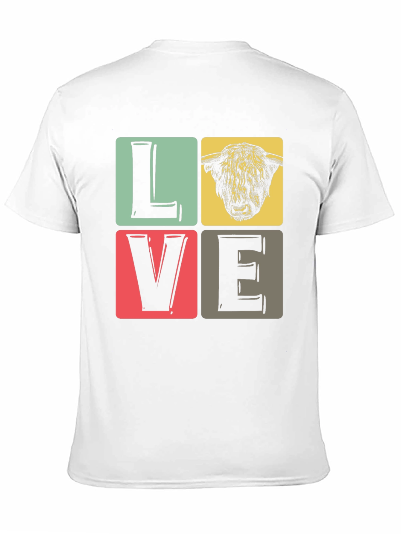 LOVE Highland Cow Graphic Tee - Black