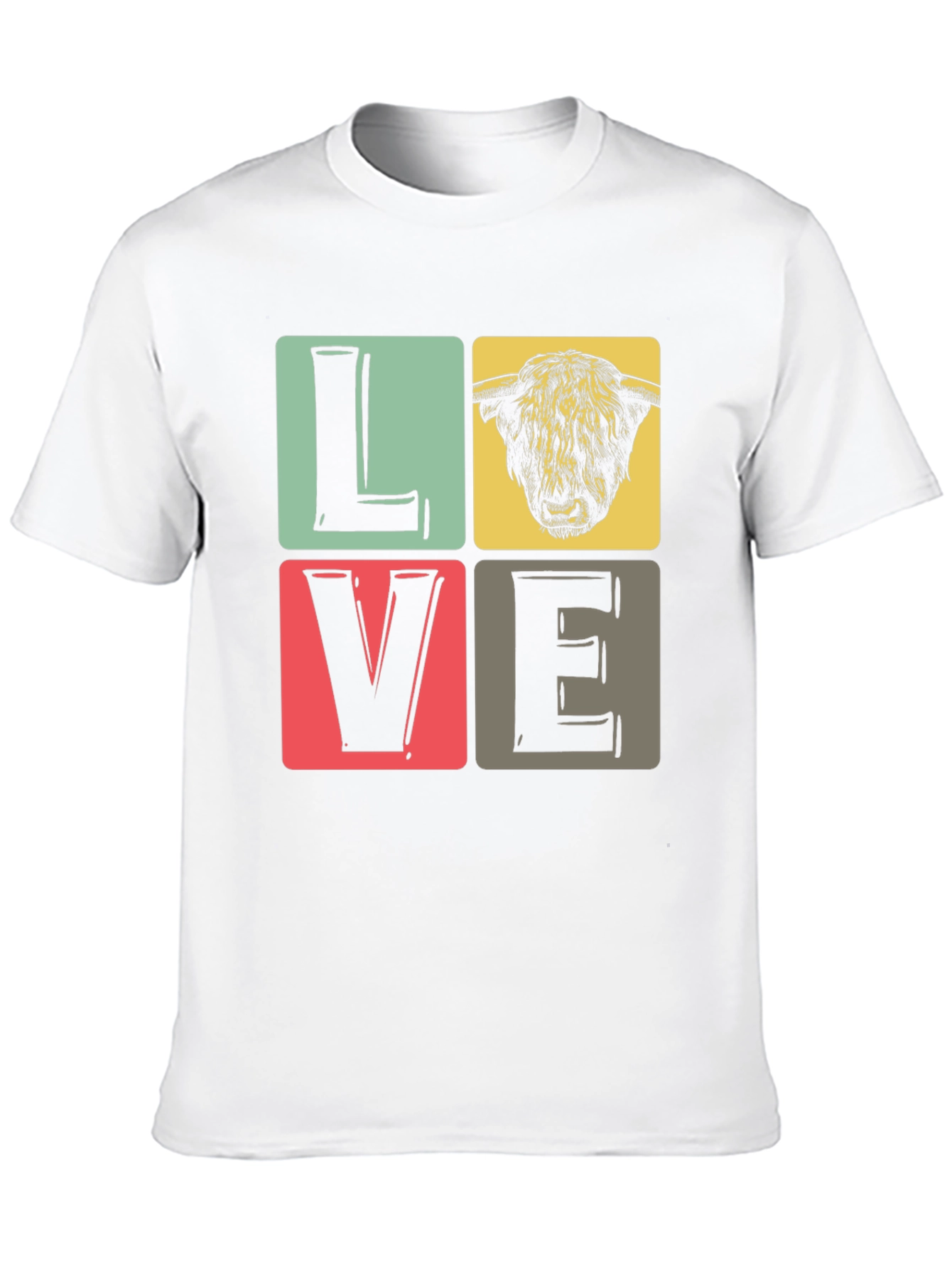 LOVE Highland Cow Graphic Tee - Black