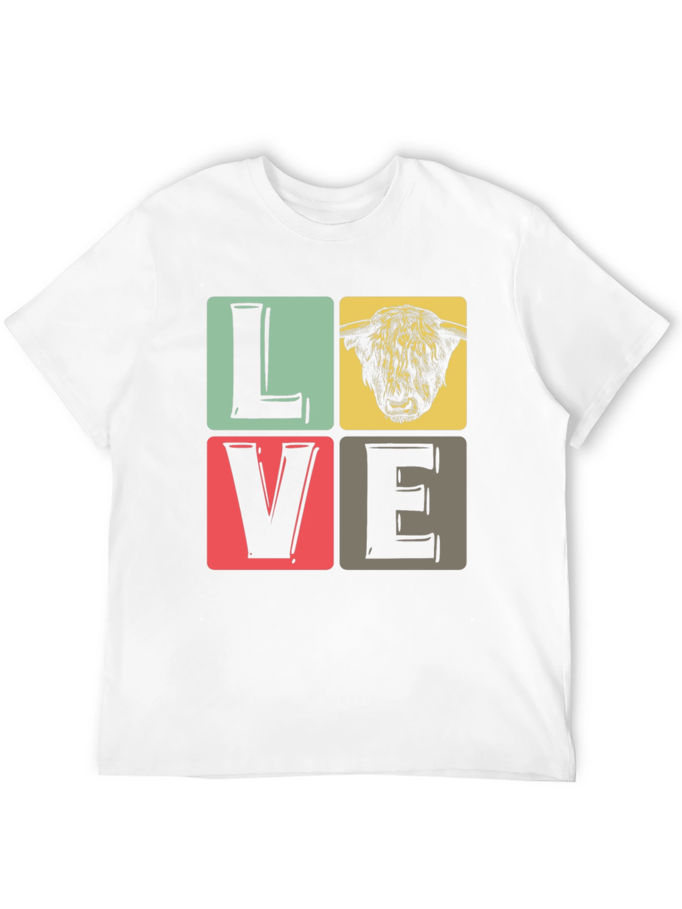 LOVE Highland Cow Graphic Tee - Black