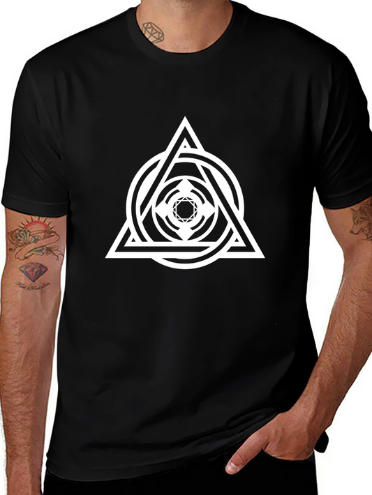 Geometric Triangle Graphic Black T-Shirt