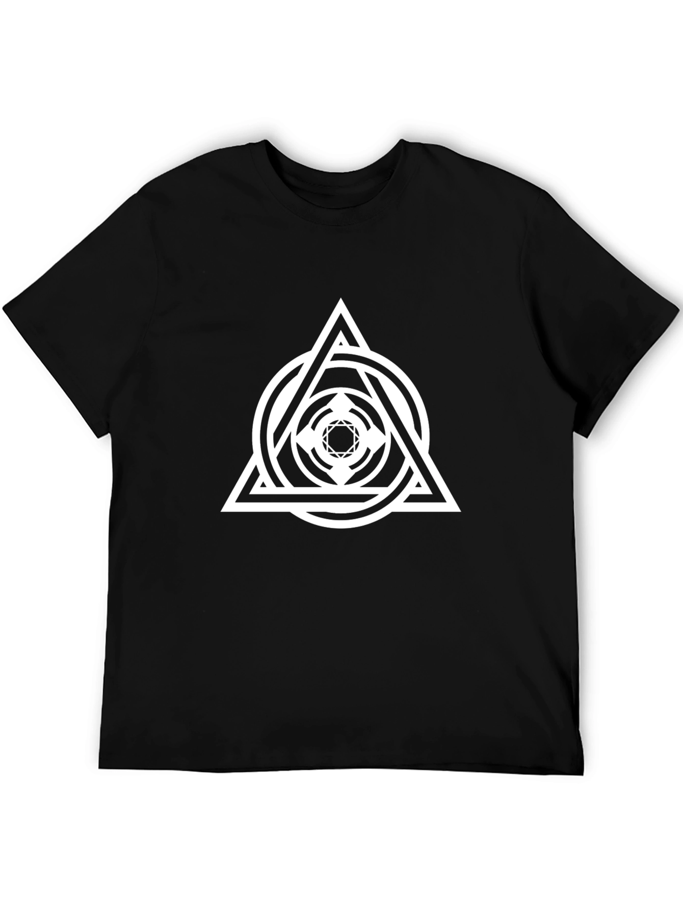 Geometric Triangle Graphic Black T-Shirt