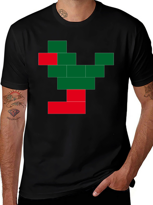 Pixel Tree Graphic Black T-Shirt