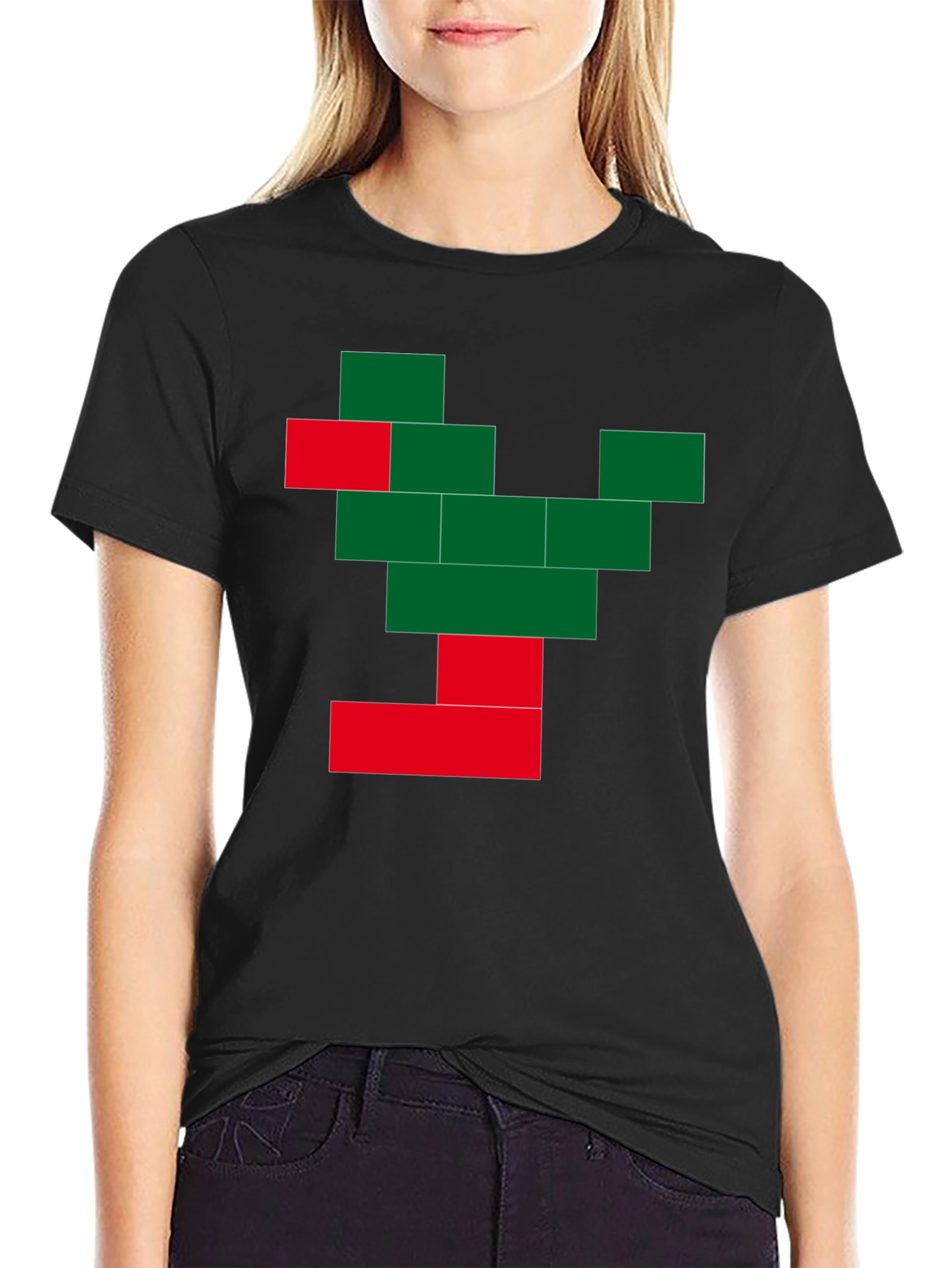 Pixel Tree Graphic Black T-Shirt
