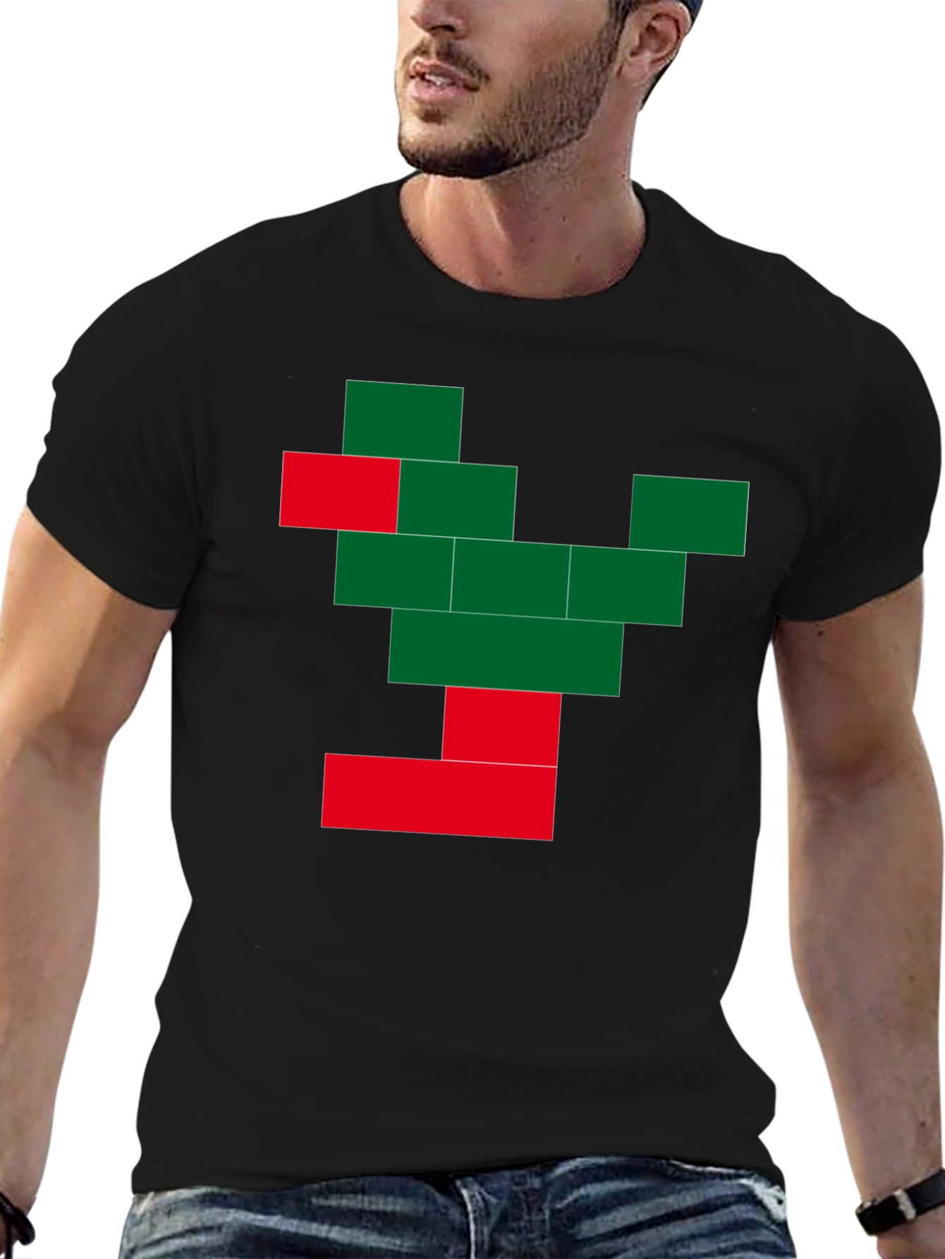Pixel Tree Graphic Black T-Shirt