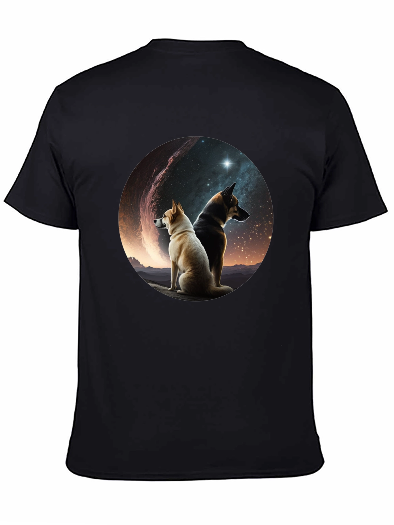 Dogs & Galaxy Black T-Shirt