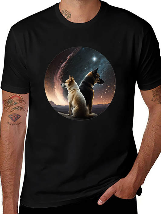 Dogs & Galaxy Black T-Shirt